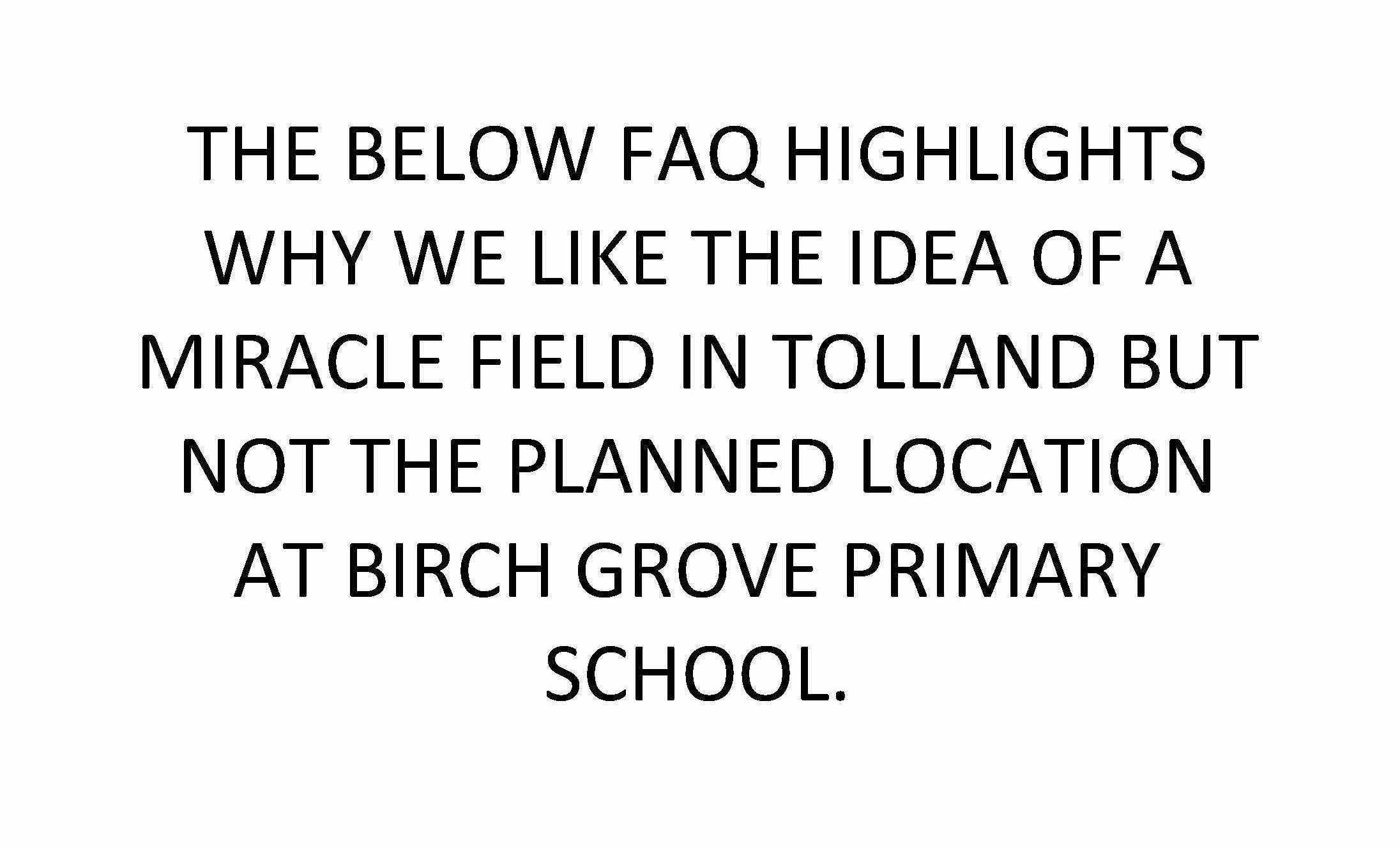 FAQ s Regarding The Miracle Field Tolland Soccer Club